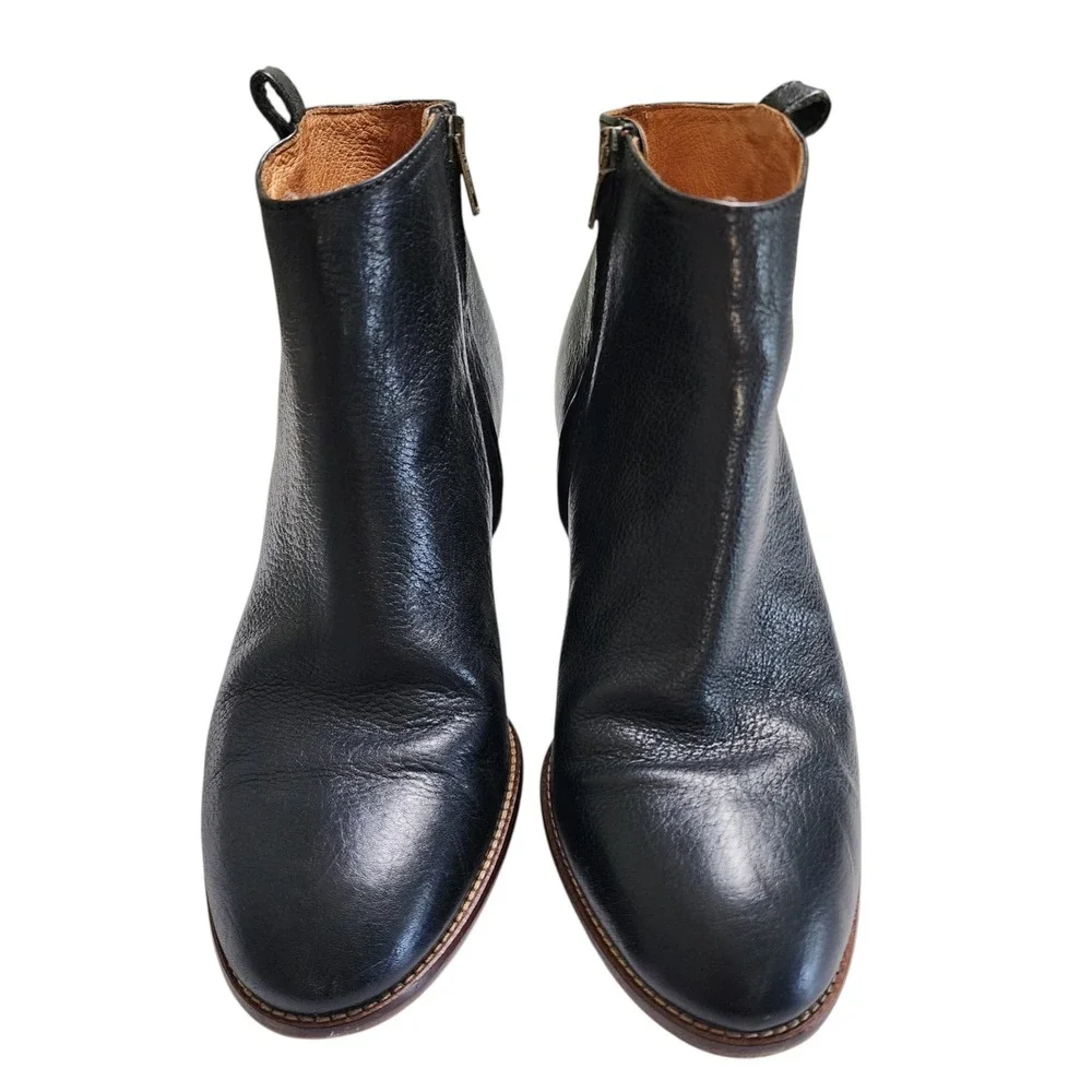 Madewell Womens The Billie Ankle Booties Size 9 Black Leather Side Zip Heel